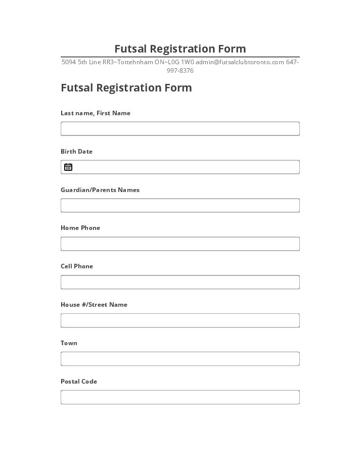 Archive Futsal Registration Form to Microsoft Dynamics