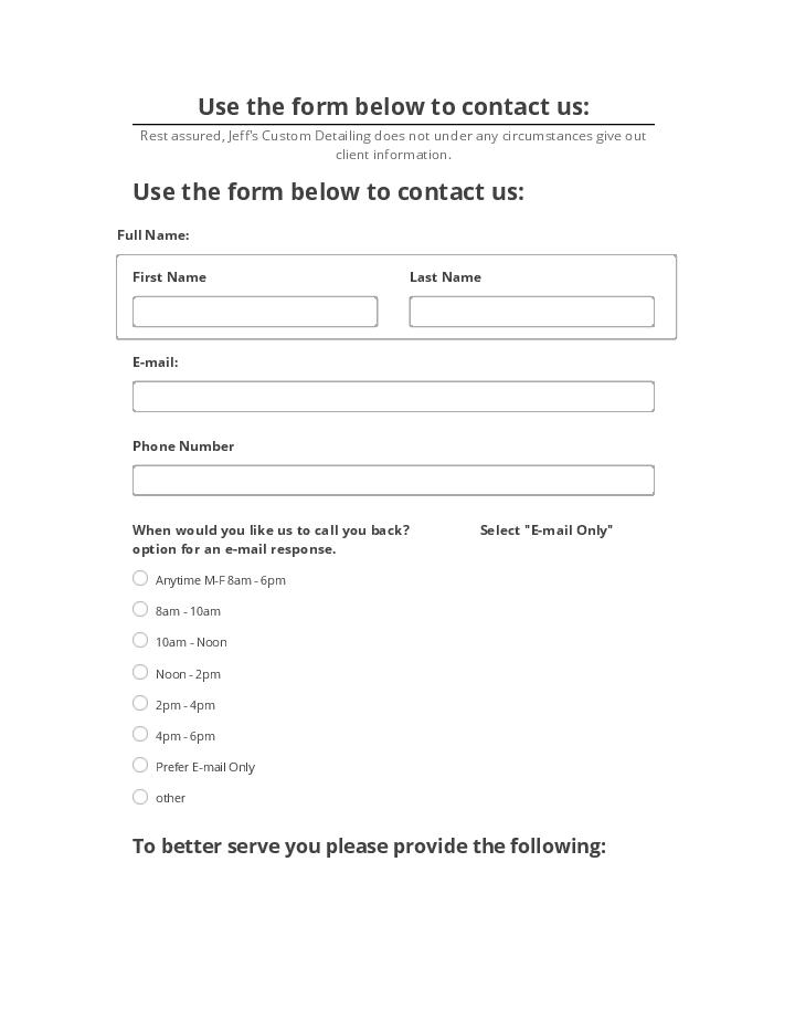 Incorporate Use the form below to contact us: