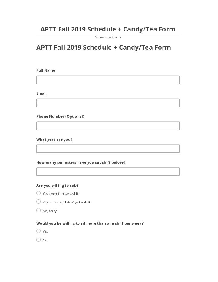 Arrange APTT Fall 2019 Schedule + Candy/Tea Form in Microsoft Dynamics