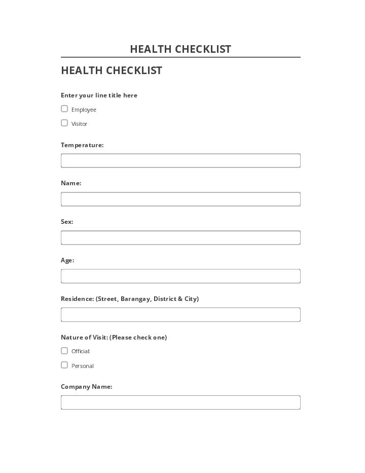 Arrange HEALTH CHECKLIST in Microsoft Dynamics
