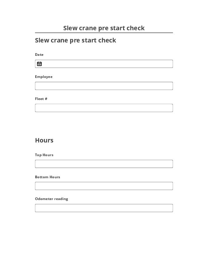 Synchronize Slew crane pre start check with Netsuite