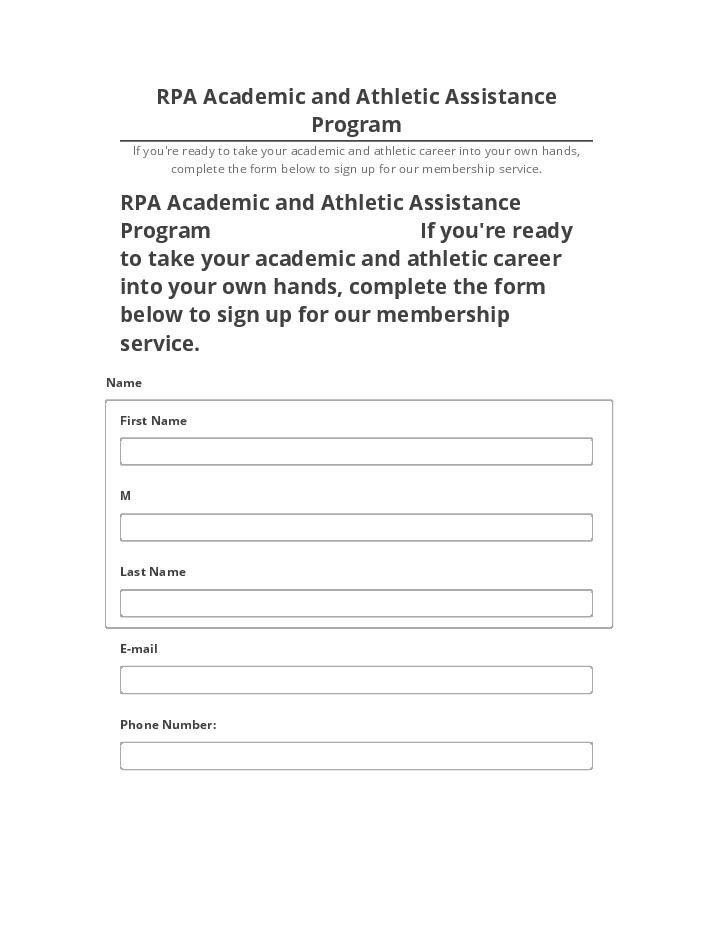 Arrange RPA Academic and Athletic Assistance Program in Salesforce