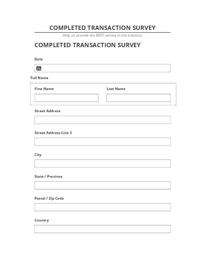 Arrange COMPLETED TRANSACTION SURVEY in Microsoft Dynamics