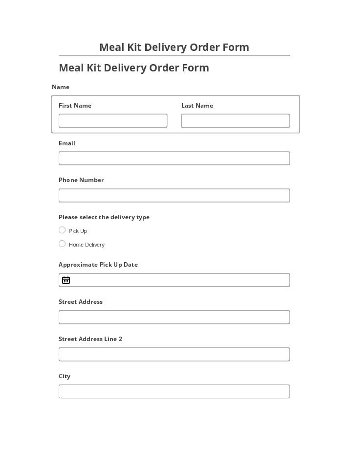 Manage Meal Kit Delivery Order Form