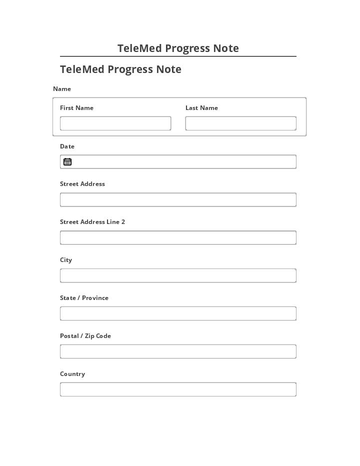 Arrange TeleMed Progress Note in Salesforce