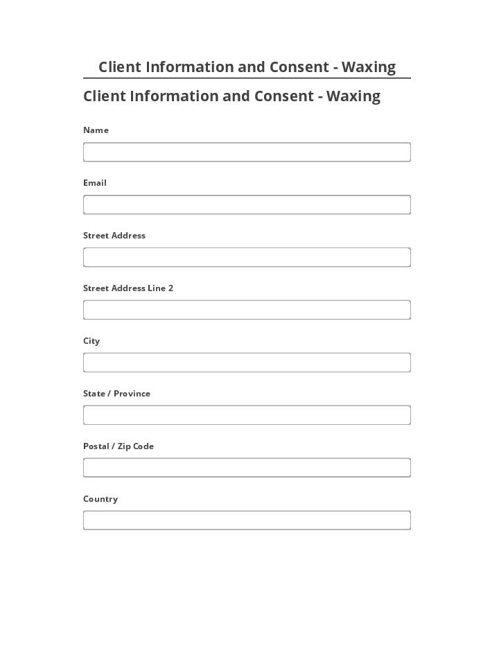 Arrange Client Information and Consent - Waxing in Netsuite
