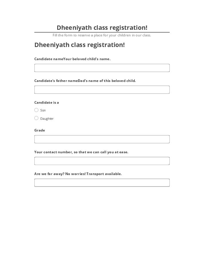 Incorporate Dheeniyath class registration! in Netsuite
