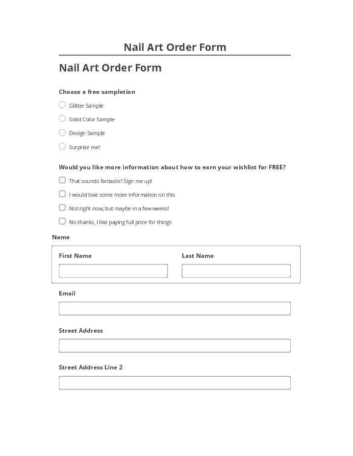 Arrange Nail Art Order Form in Netsuite