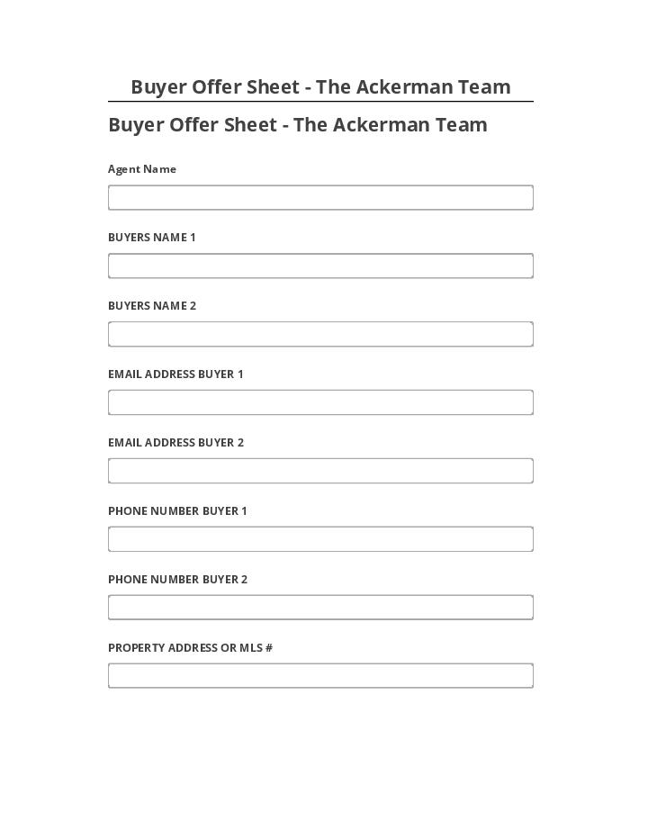Manage Buyer Offer Sheet - The Ackerman Team in Microsoft Dynamics