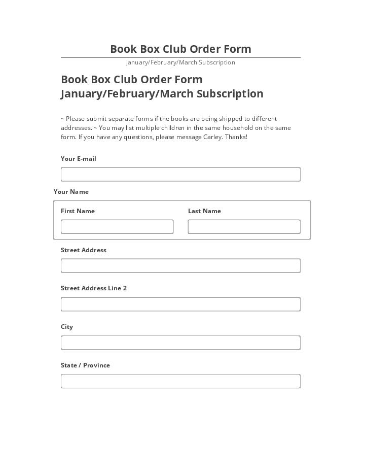 Arrange Book Box Club Order Form in Microsoft Dynamics