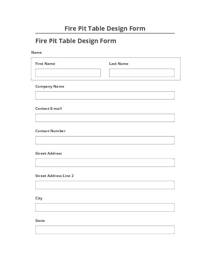 Update Fire Pit Table Design Form from Microsoft Dynamics