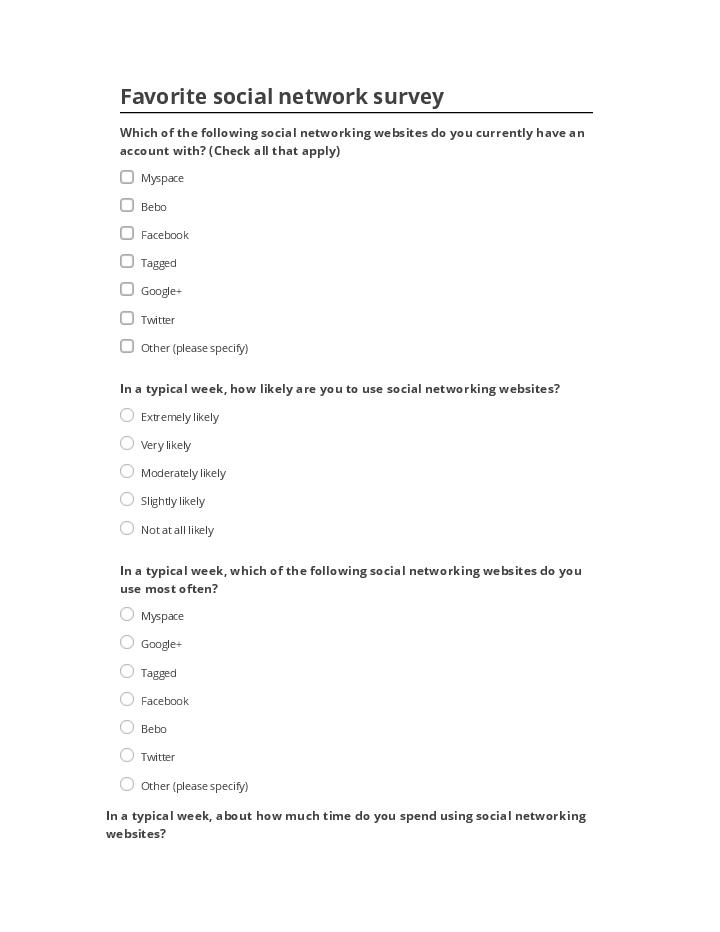 Pre-fill Favorite social network survey from Salesforce