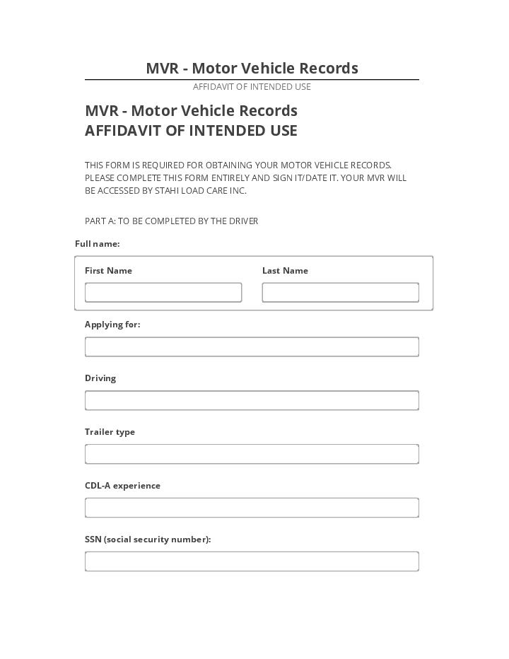 Arrange MVR - Motor Vehicle Records