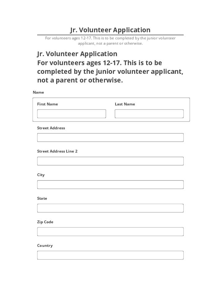 Pre-fill Jr. Volunteer Application