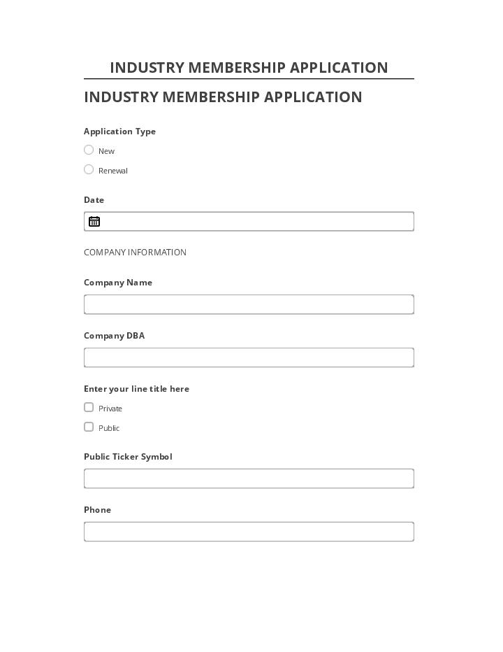 Pre-fill INDUSTRY MEMBERSHIP APPLICATION from Salesforce