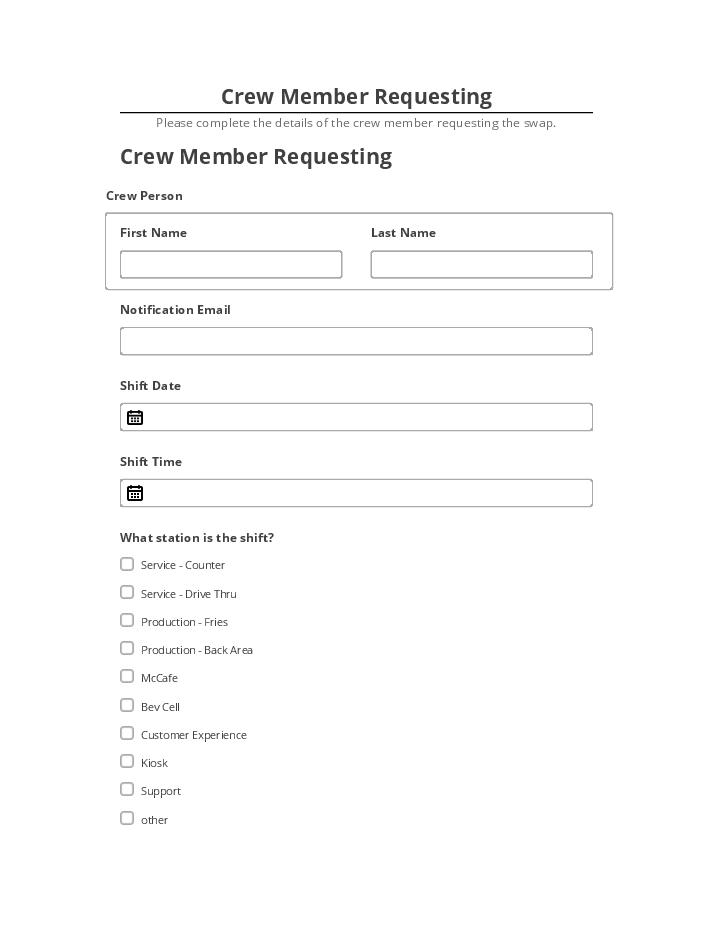 Pre-fill Crew Member Requesting from Salesforce