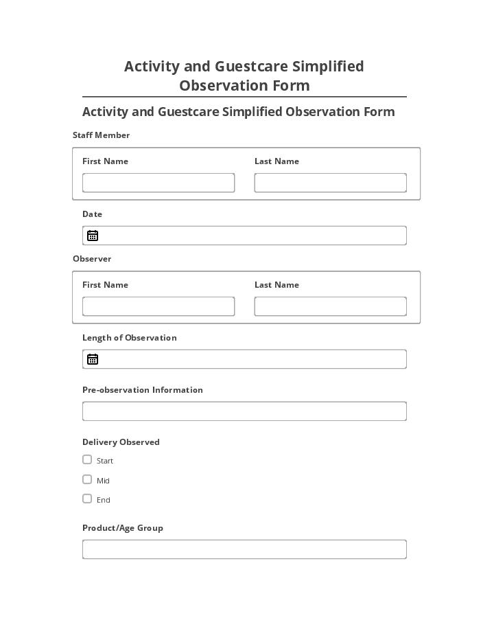 Synchronize Activity and Guestcare Simplified Observation Form