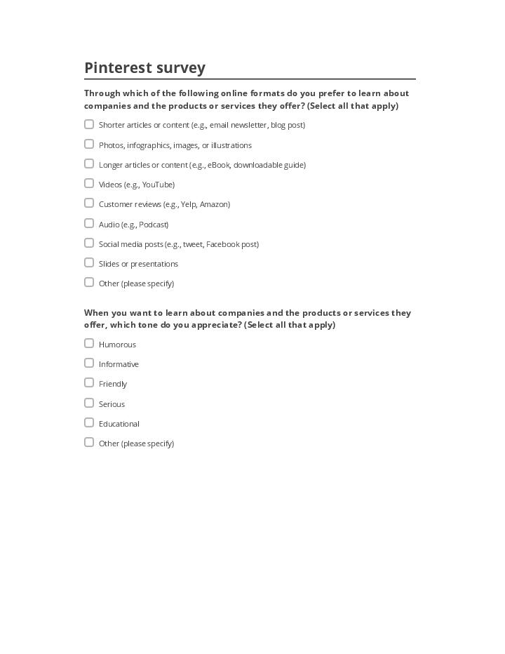 Incorporate Pinterest survey in Microsoft Dynamics