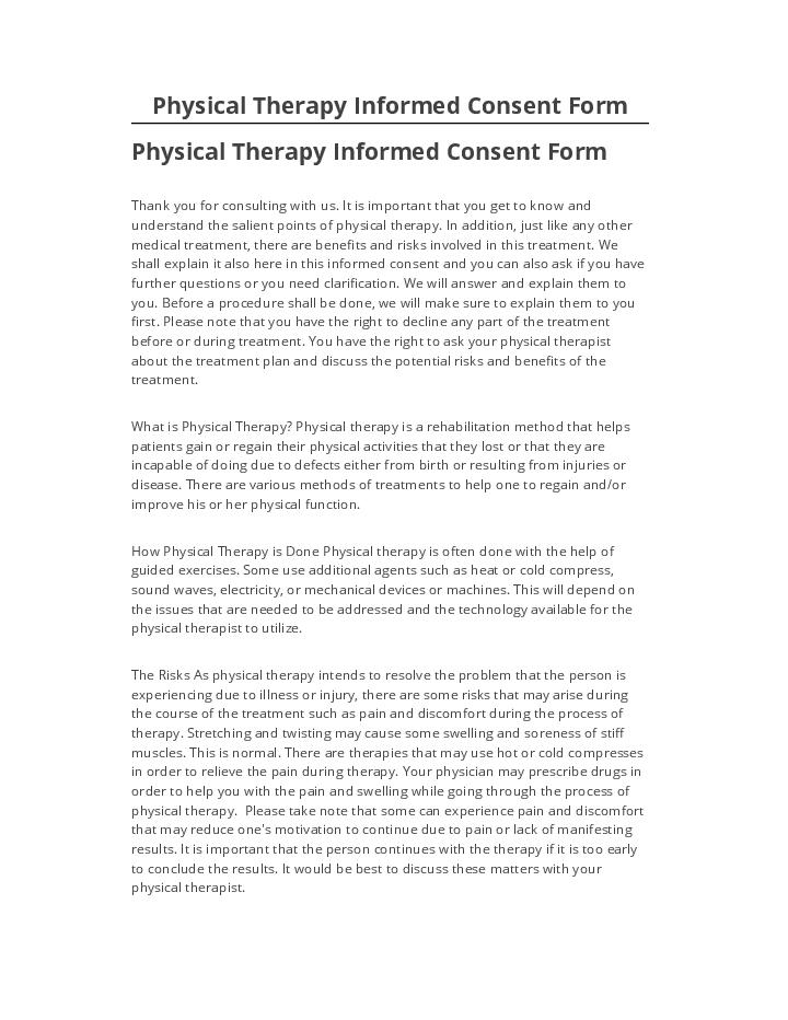 Integrate Physical Therapy Informed Consent Form with Salesforce