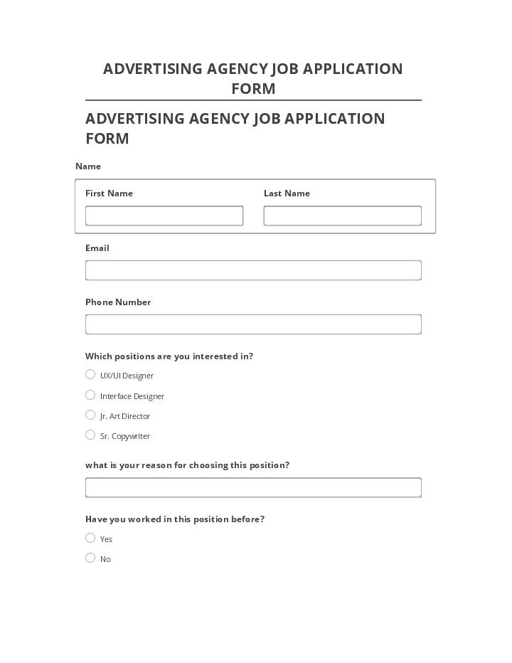 Extract ADVERTISING AGENCY JOB APPLICATION FORM from Salesforce