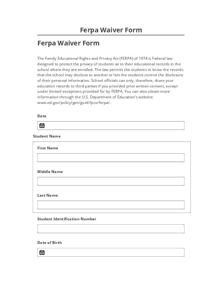 Arrange Ferpa Waiver Form in Salesforce