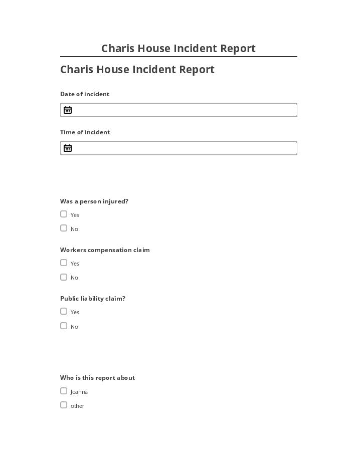 Pre-fill Charis House Incident Report from Salesforce