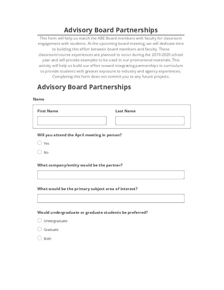 Incorporate Advisory Board Partnerships in Netsuite