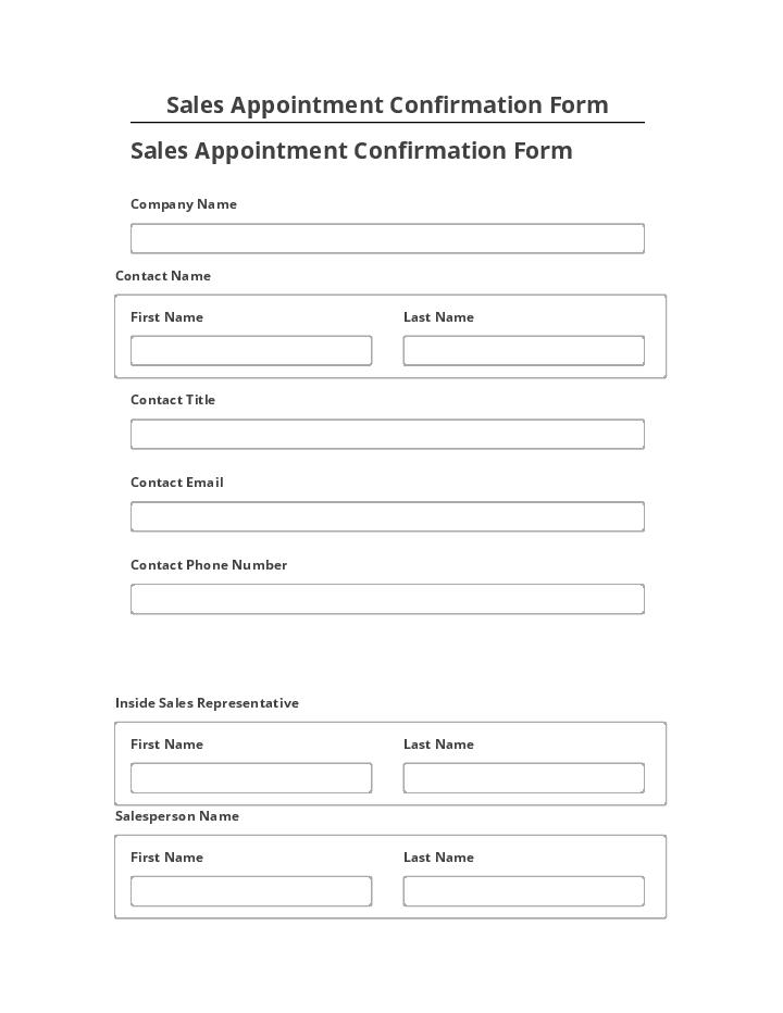 Export Sales Appointment Confirmation Form