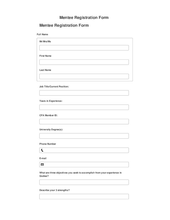 Synchronize Mentee Registration Form with Salesforce