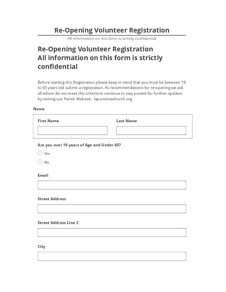 Pre-fill Re-Opening Volunteer Registration