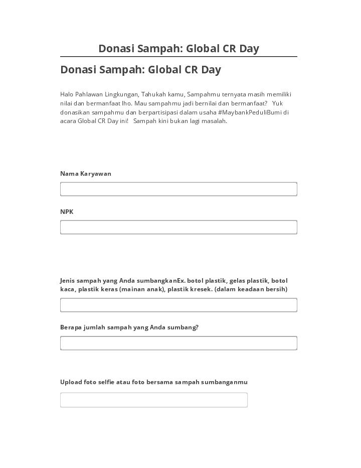 Pre-fill Donasi Sampah: Global CR Day from Microsoft Dynamics