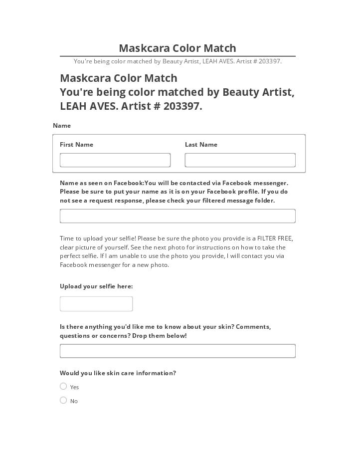 Export Maskcara Color Match to Salesforce