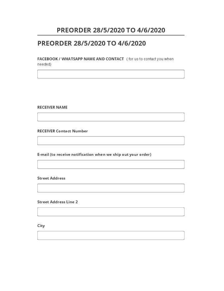 Automate PREORDER 28/5/2020 TO 4/6/2020 in Salesforce