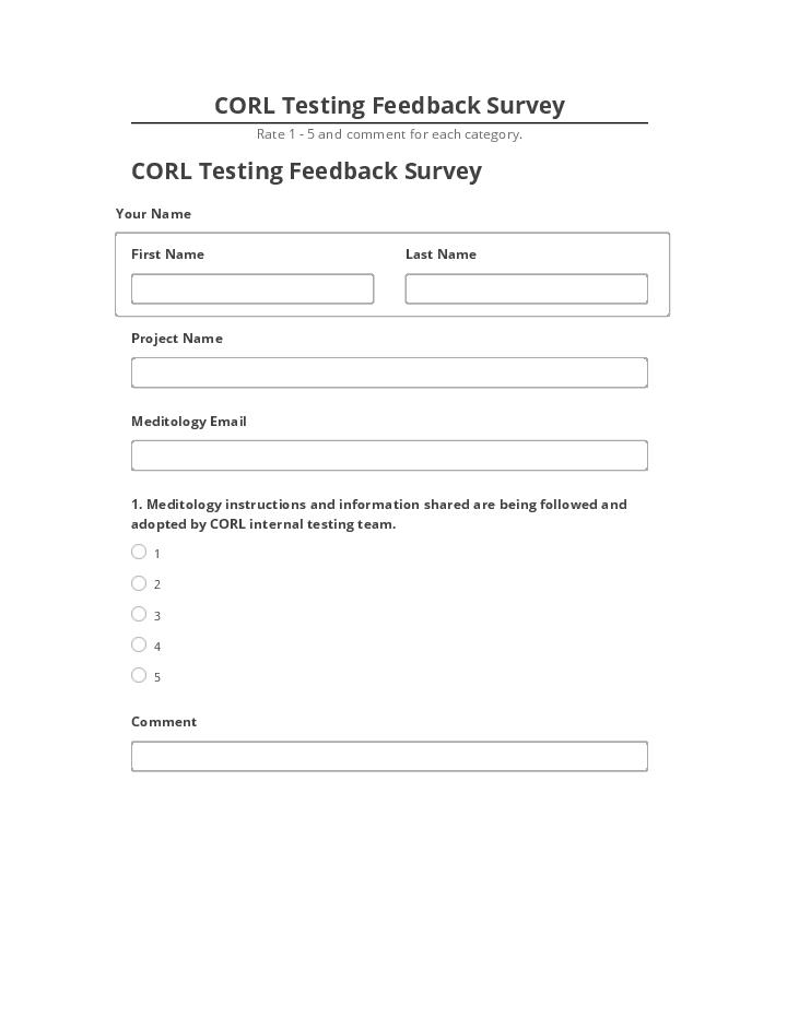 Manage CORL Testing Feedback Survey in Netsuite