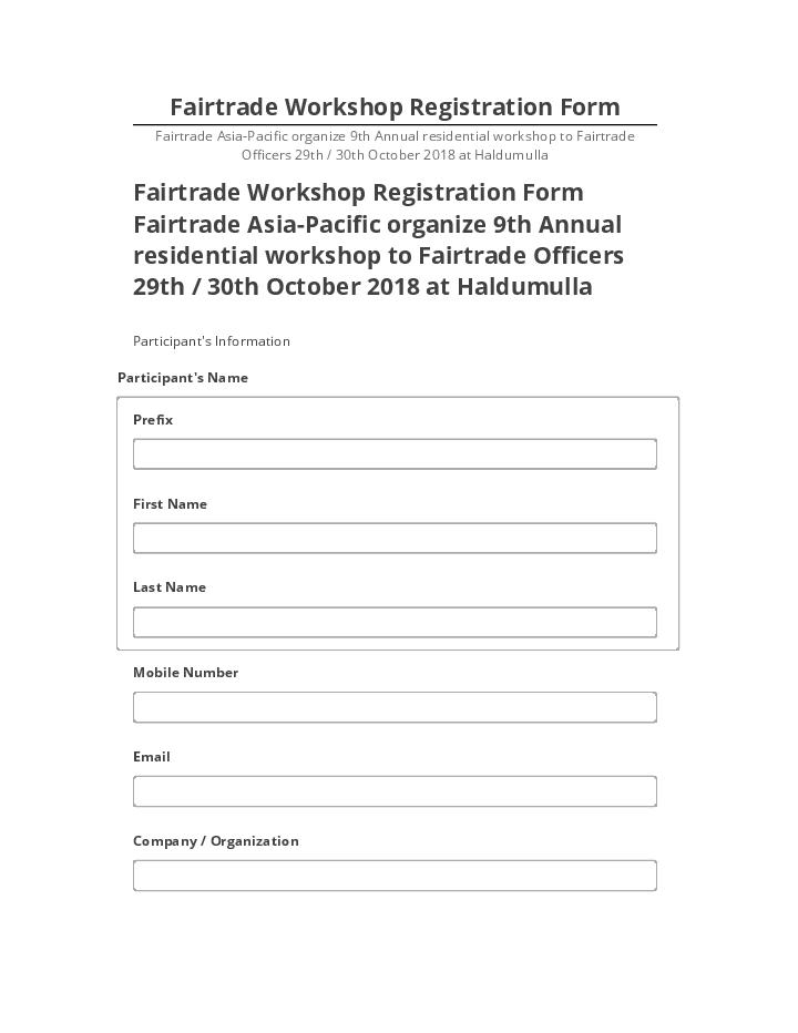 Export Fairtrade Workshop Registration Form to Salesforce