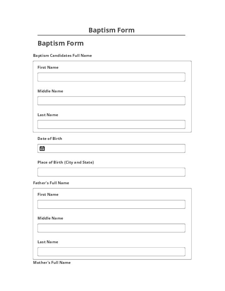 Arrange Baptism Form in Salesforce