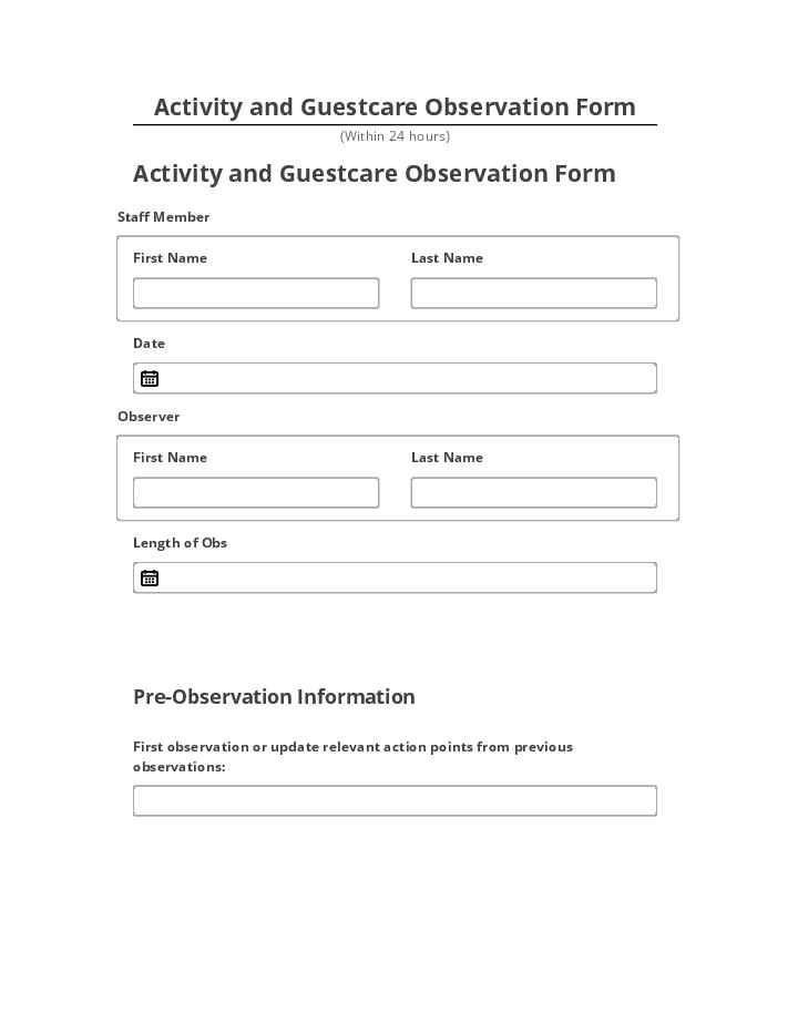 Archive Activity and Guestcare Observation Form to Salesforce