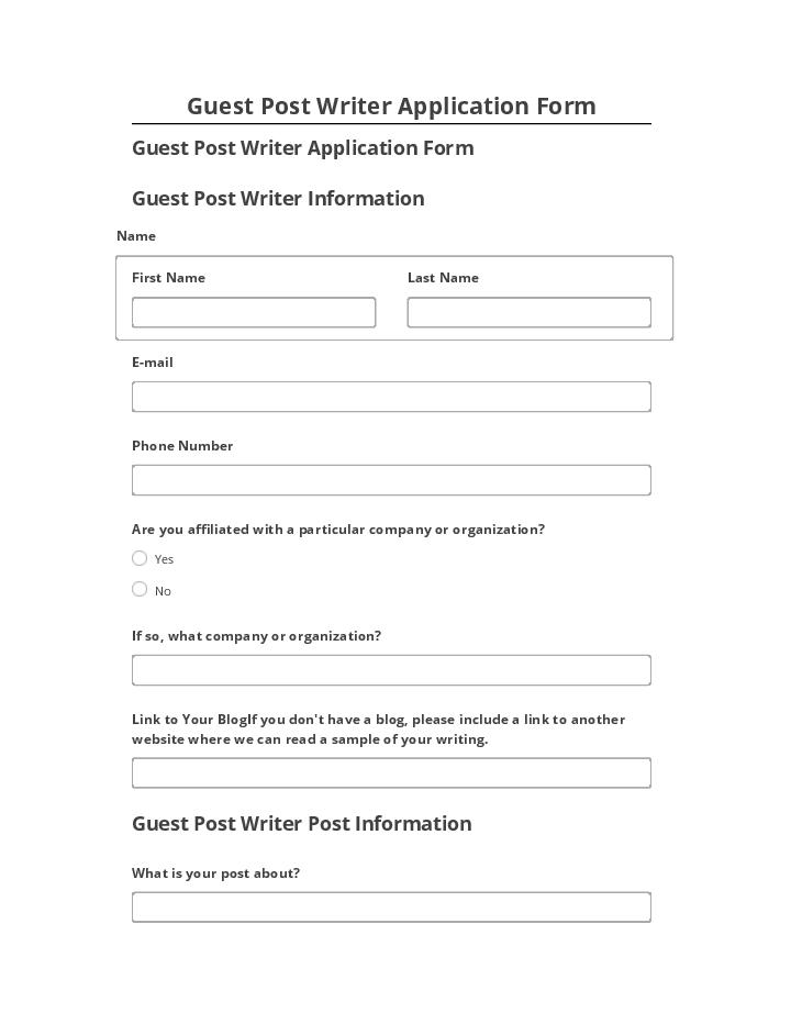 Export Guest Post Writer Application Form