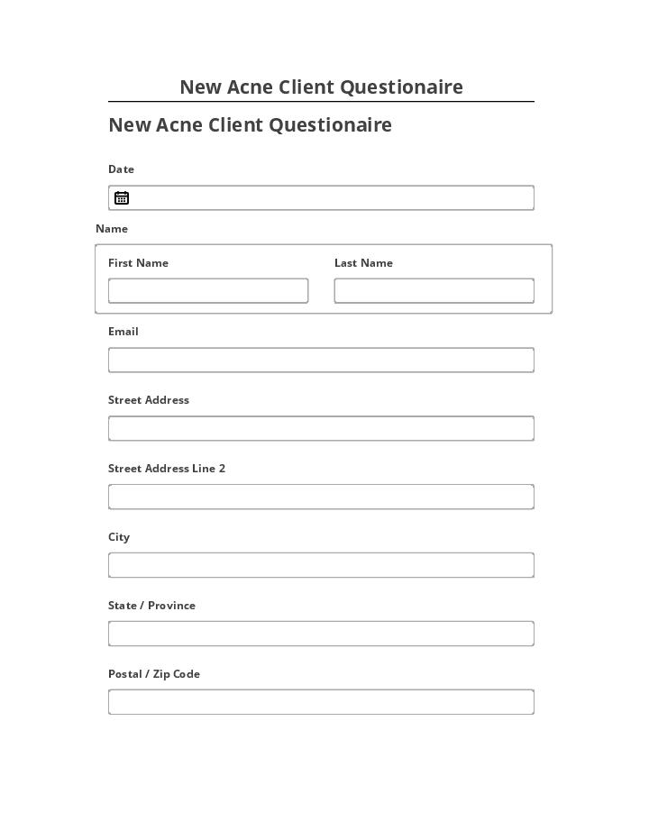 Incorporate New Acne Client Questionaire in Netsuite