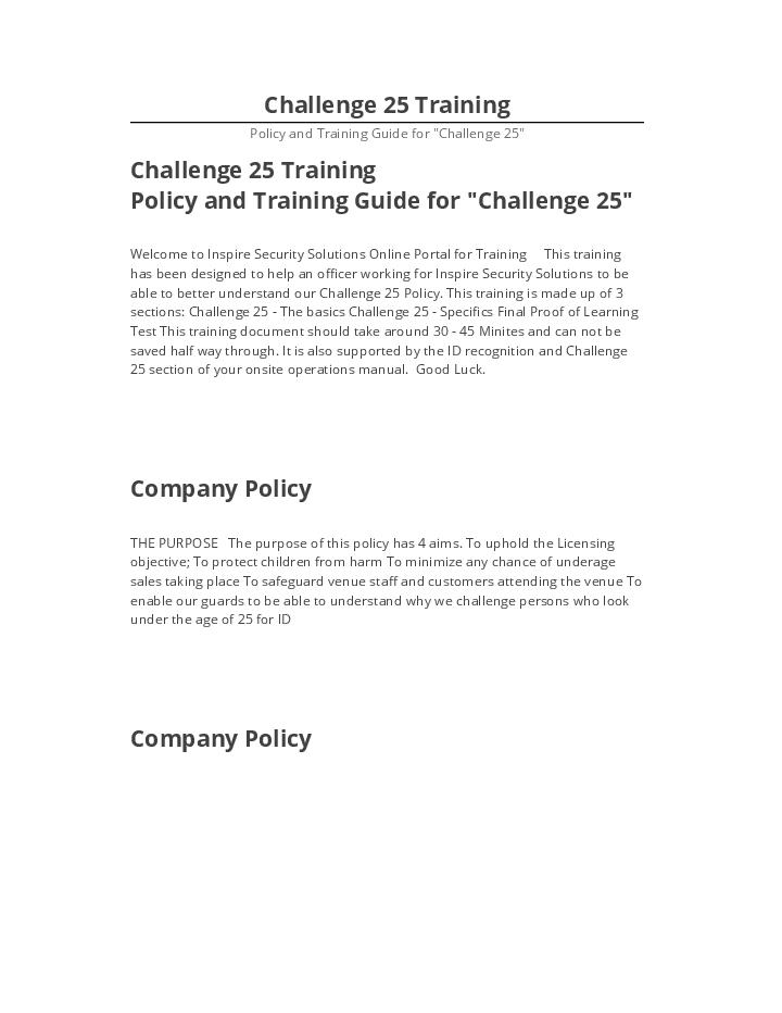 Pre-fill Challenge 25 Training from Microsoft Dynamics