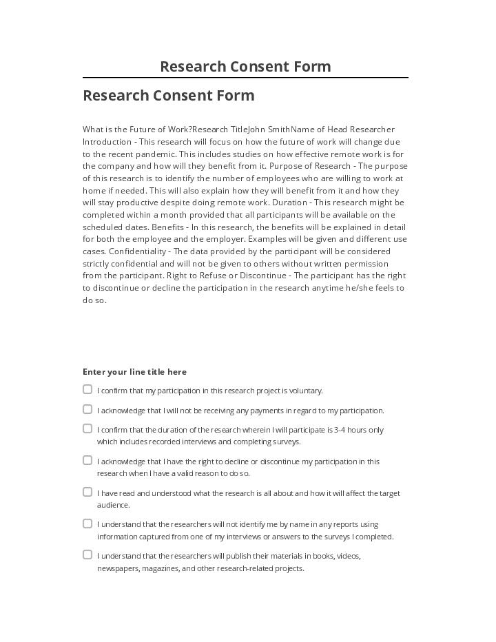 Incorporate Research Consent Form in Netsuite