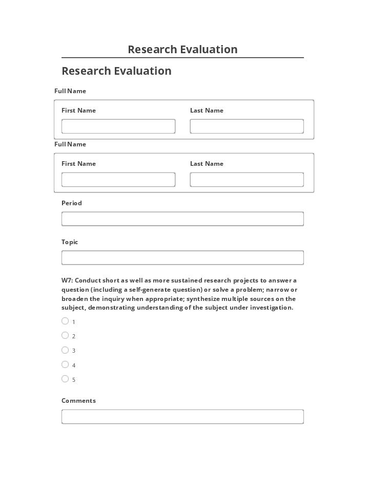 Arrange Research Evaluation in Salesforce