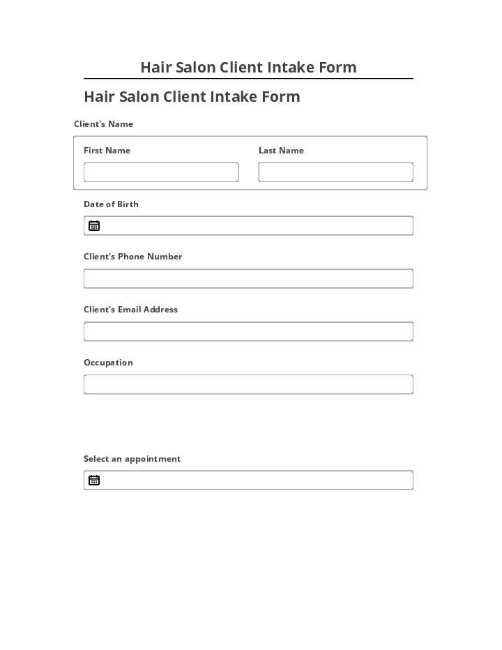 Archive Hair Salon Client Intake Form to Netsuite