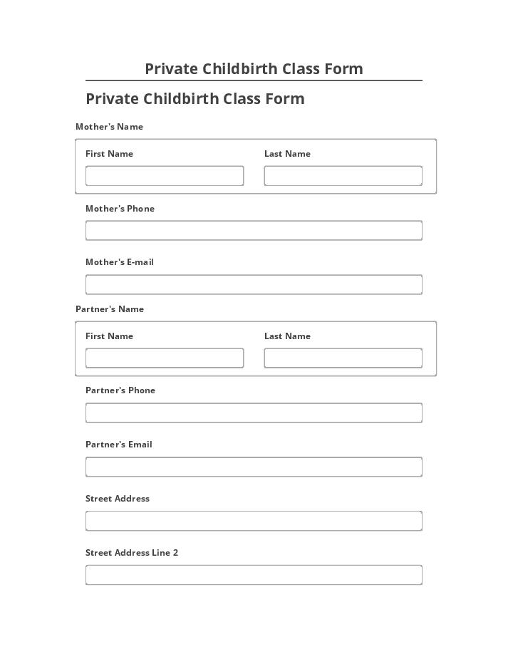 Integrate Private Childbirth Class Form