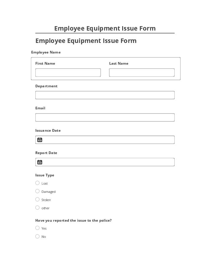 Arrange Employee Equipment Issue Form in Salesforce