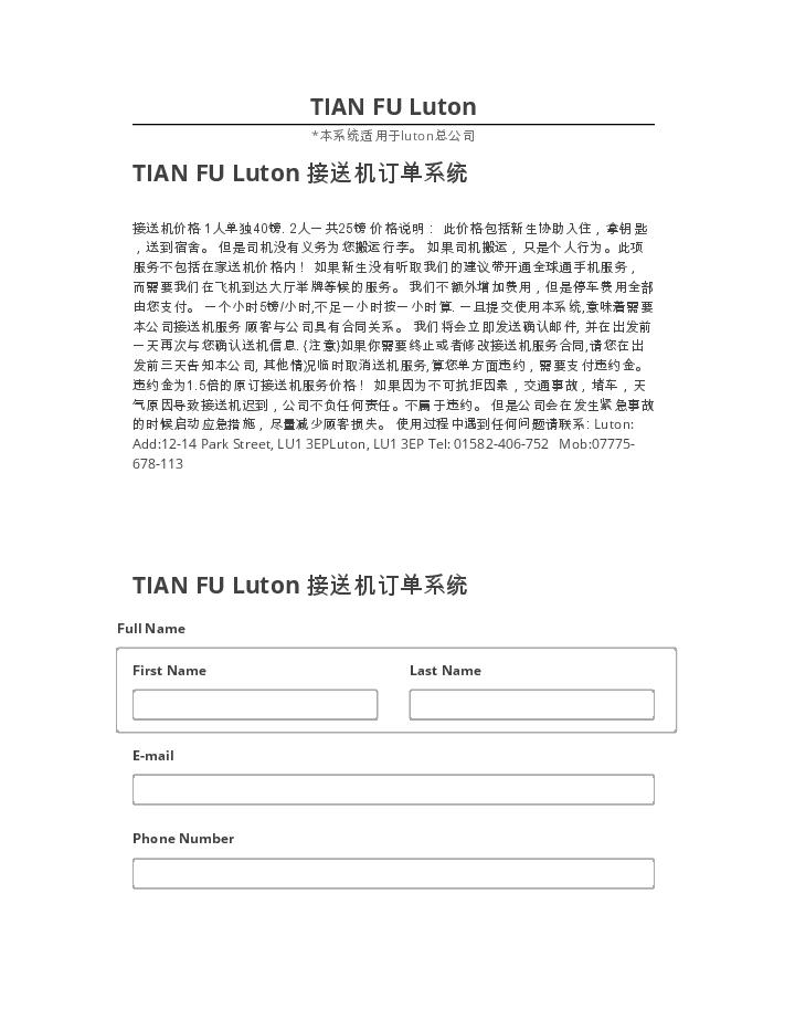 Integrate TIAN FU Luton with Netsuite