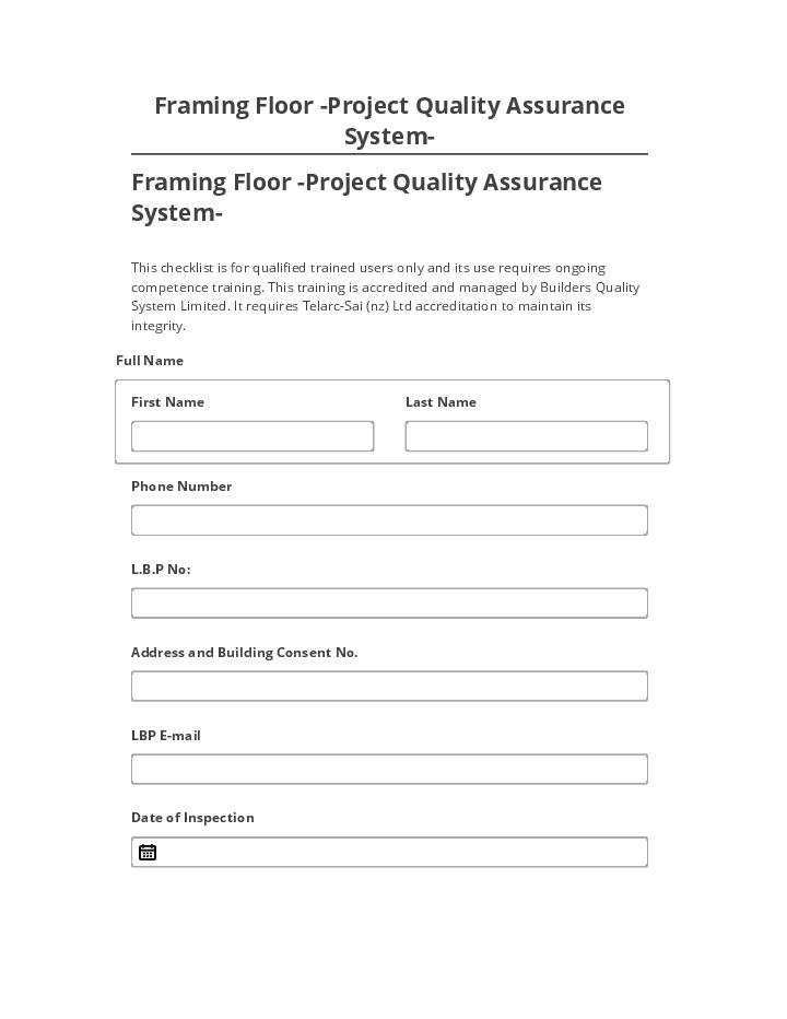 Pre-fill Framing Floor -Project Quality Assurance System- from Netsuite