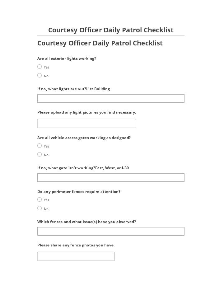 Extract Courtesy Officer Daily Patrol Checklist from Microsoft Dynamics
