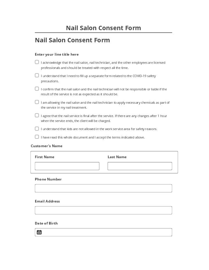 Pre-fill Nail Salon Consent Form from Netsuite