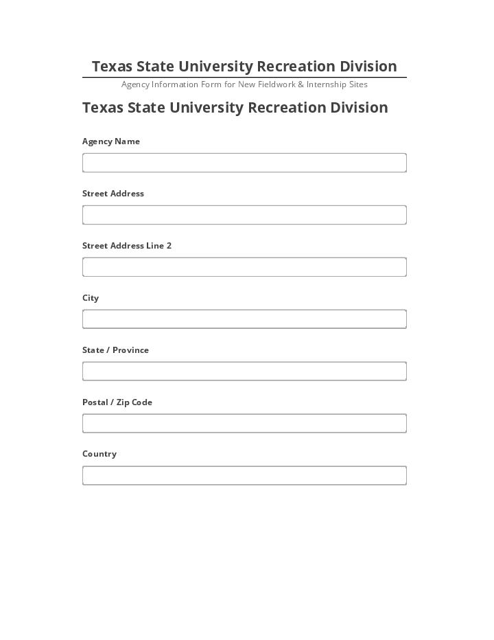 Extract Texas State University Recreation Division from Salesforce